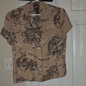 RARE 100% SILK Harley-Davidson Asian/Dragon Motif